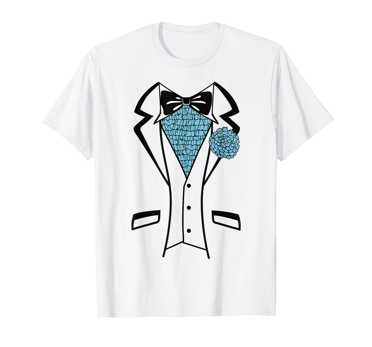 Tux T-Shirt with Blue Ruffles - Tuxedo Suit T-shirt T-Shirt