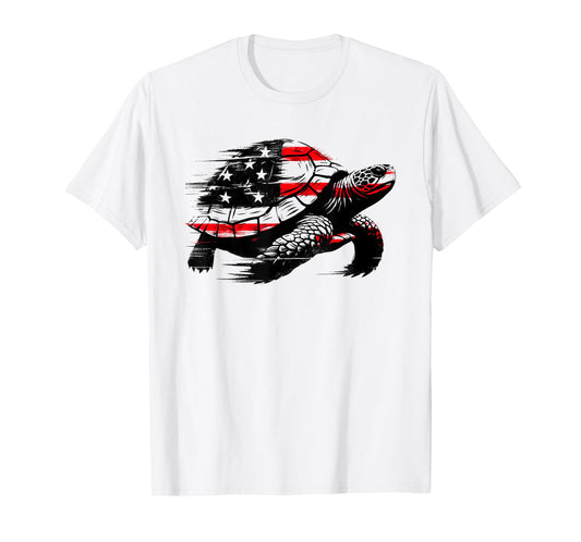 Turtle American Flag - Patriotic USA Tortoise Lover T-Shirt