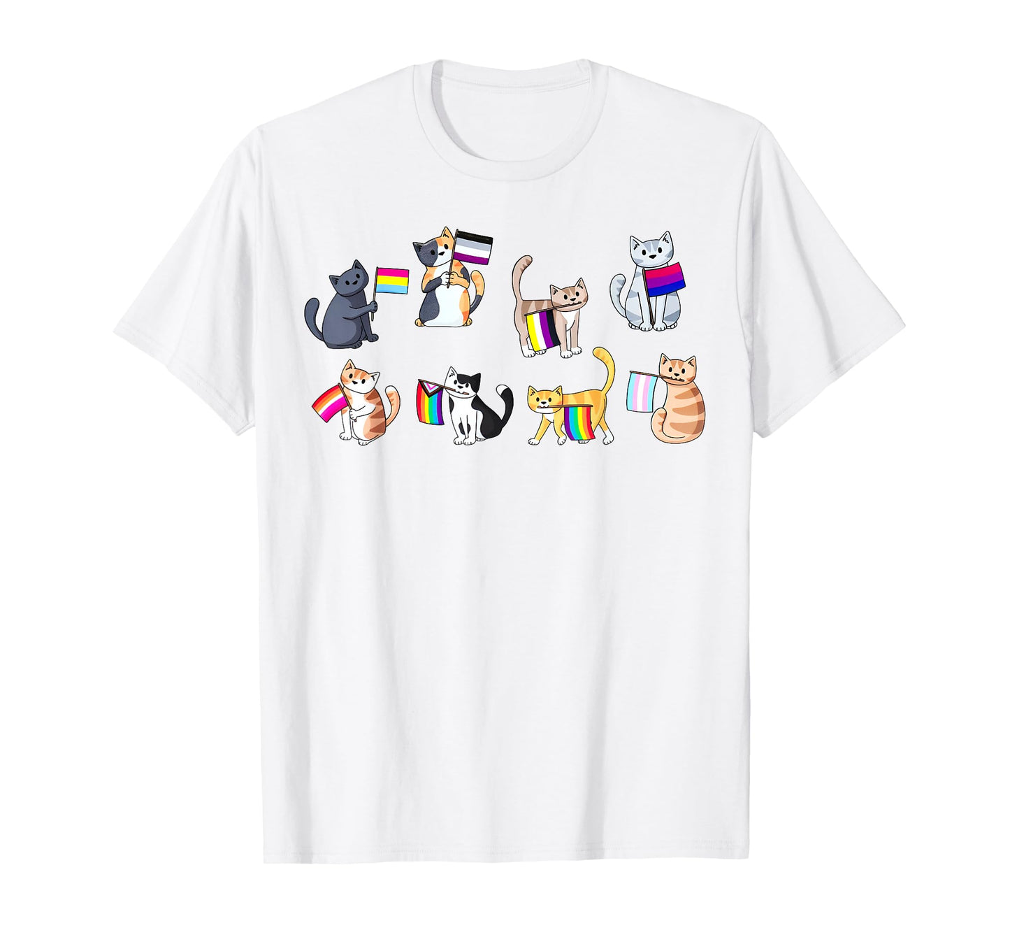 Pride Flags Cat LGBT Pride Rainbow Trans Ace Pan Bi Lesbian T-Shirt