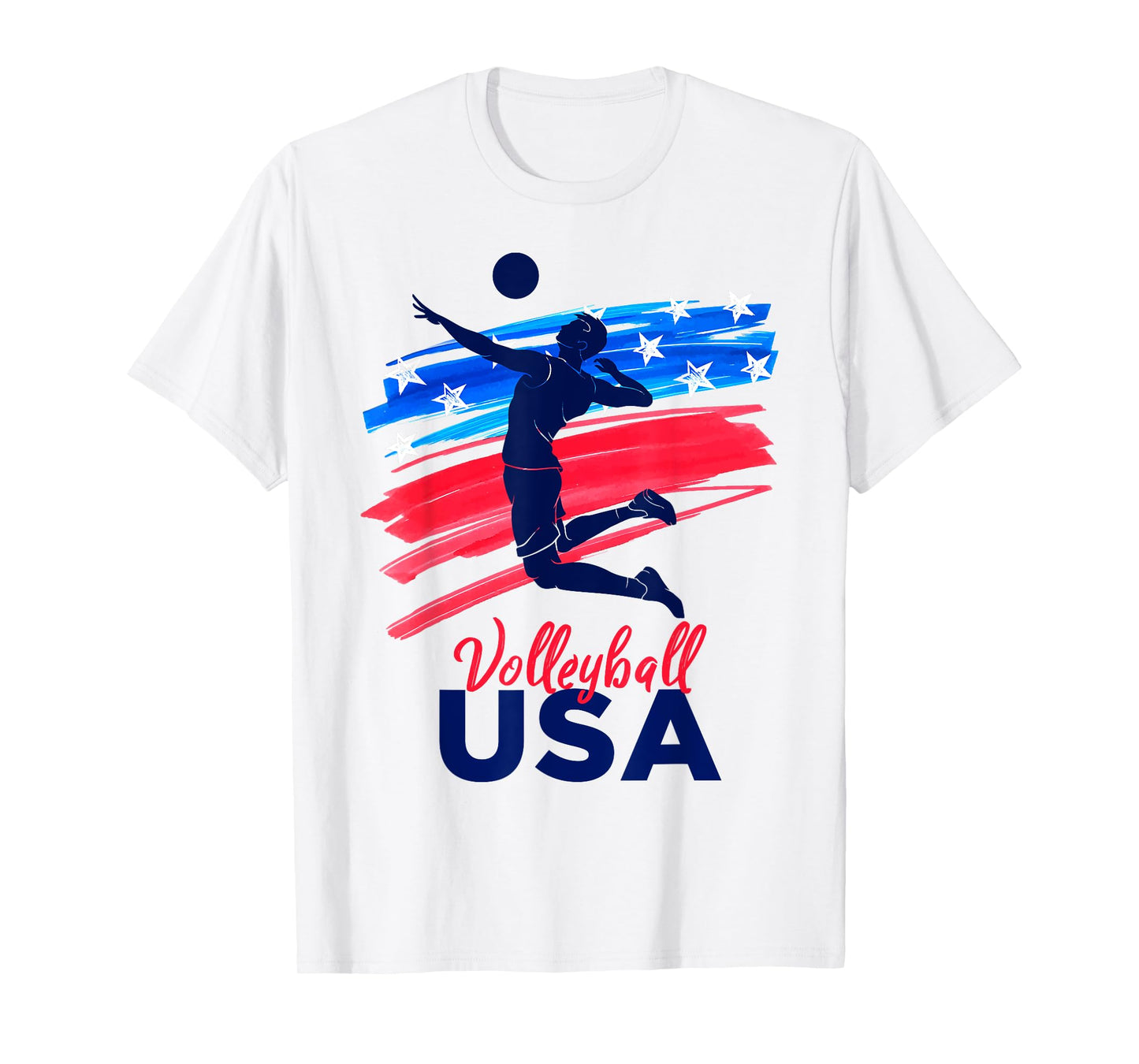 Mens Volleyball Support The Team Shirt USA Flag T-Shirt