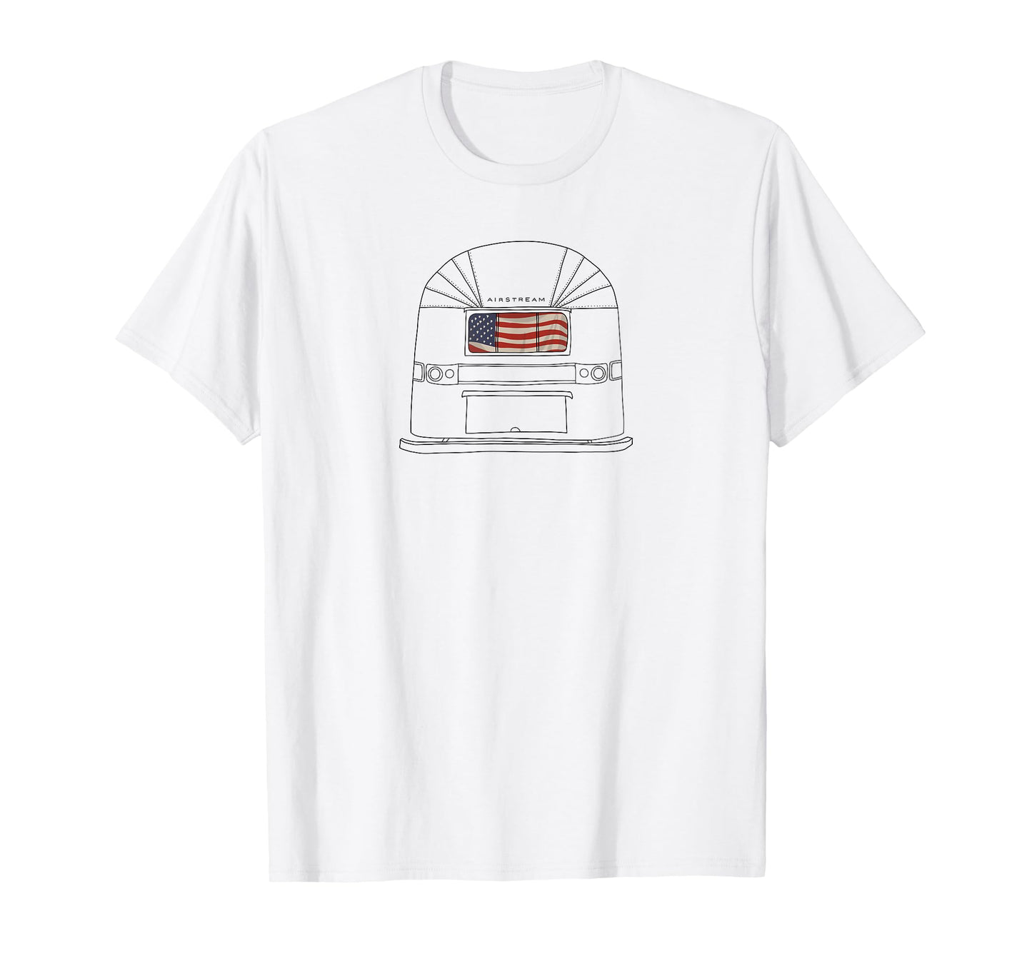 Retro 60s Airstream USA Patriotic Flag Wanderlust T-Shirt