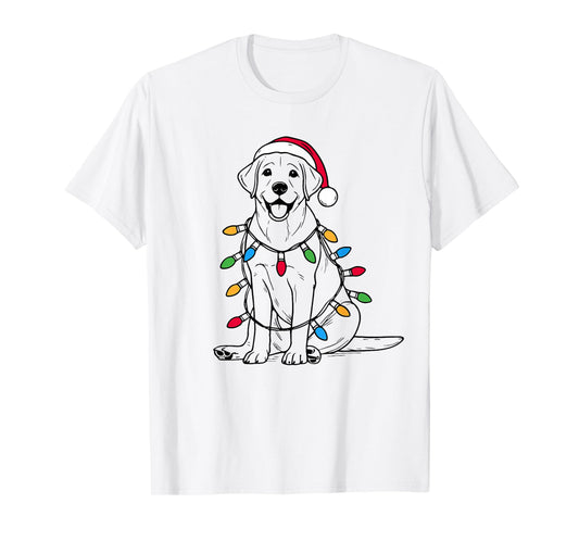 Retro Santa Labrador Retriever Christmas Lights Dog Lover T-Shirt