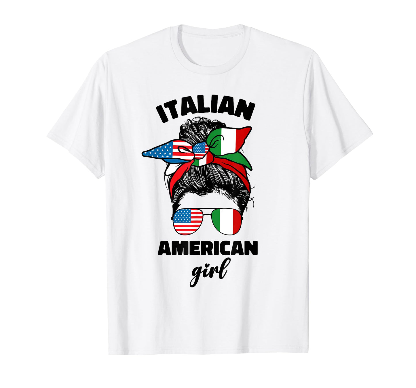 Half American And Italian America Italy Italia Usa Flag Girl T-Shirt