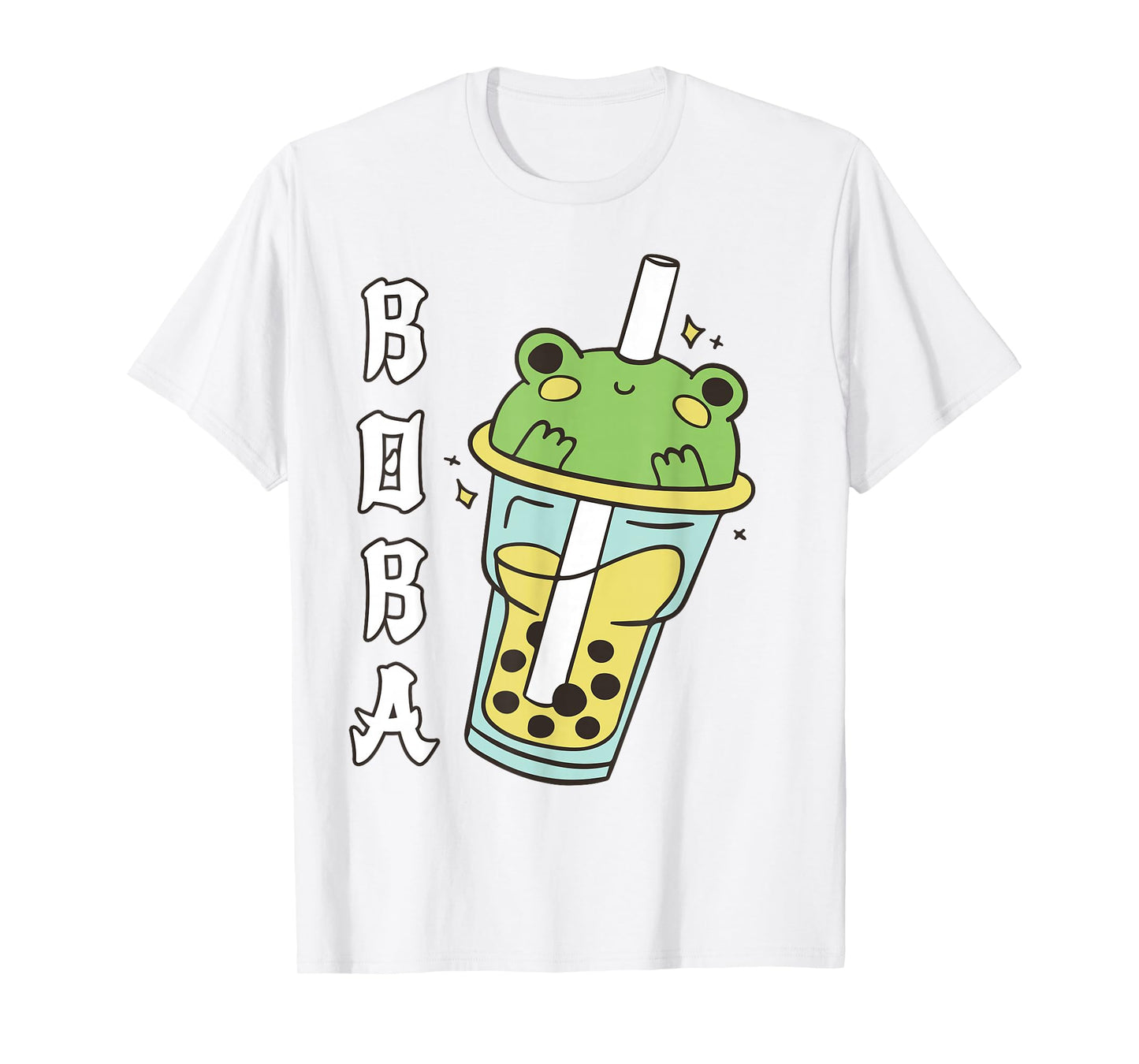Cute Kawaii Frog Boba Tea Neko Anime Japanese Kids Teen Girl T-Shirt