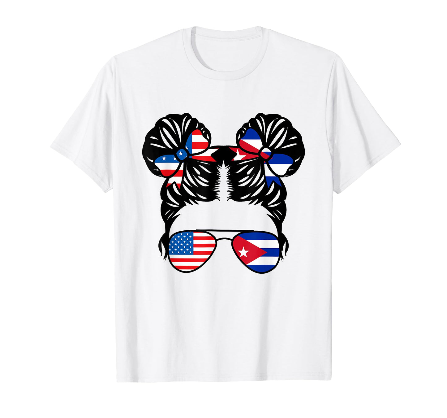 Half American Half Cuban Girl USA Cuba Flag Patriot T-Shirt