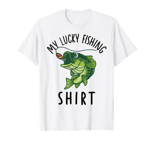 Kids Boys My Lucky Fishing-Shirt Bass Fish Dad Gift Funny T-Shirt