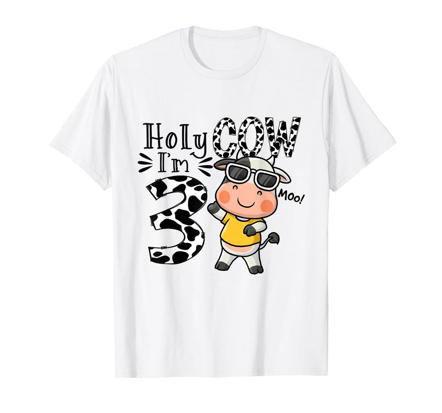 Cute Holy Cow I'm 3 Birthday Boy 3rd Cow Farm Animals Bday T-Shirt