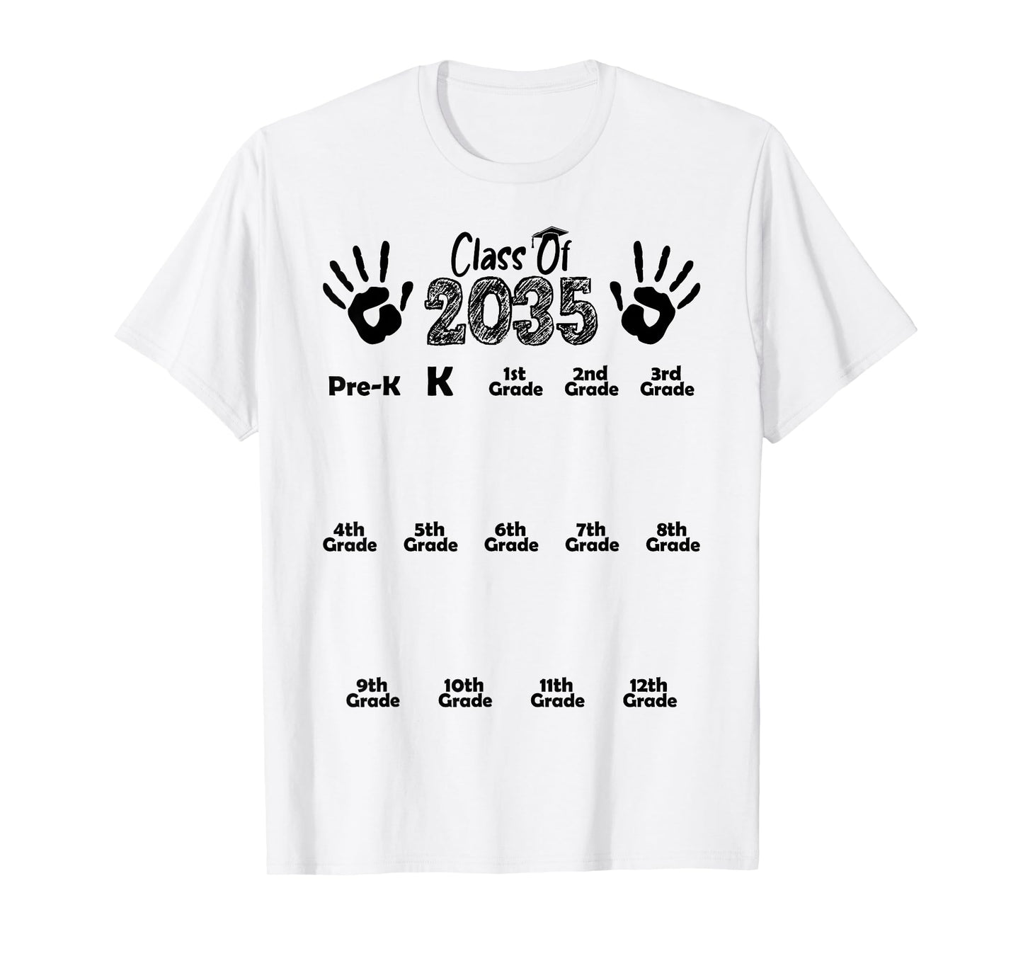 Class of 2035 Grow With Me Shirt Handprint Pre-K 12th Grade T-Shirt