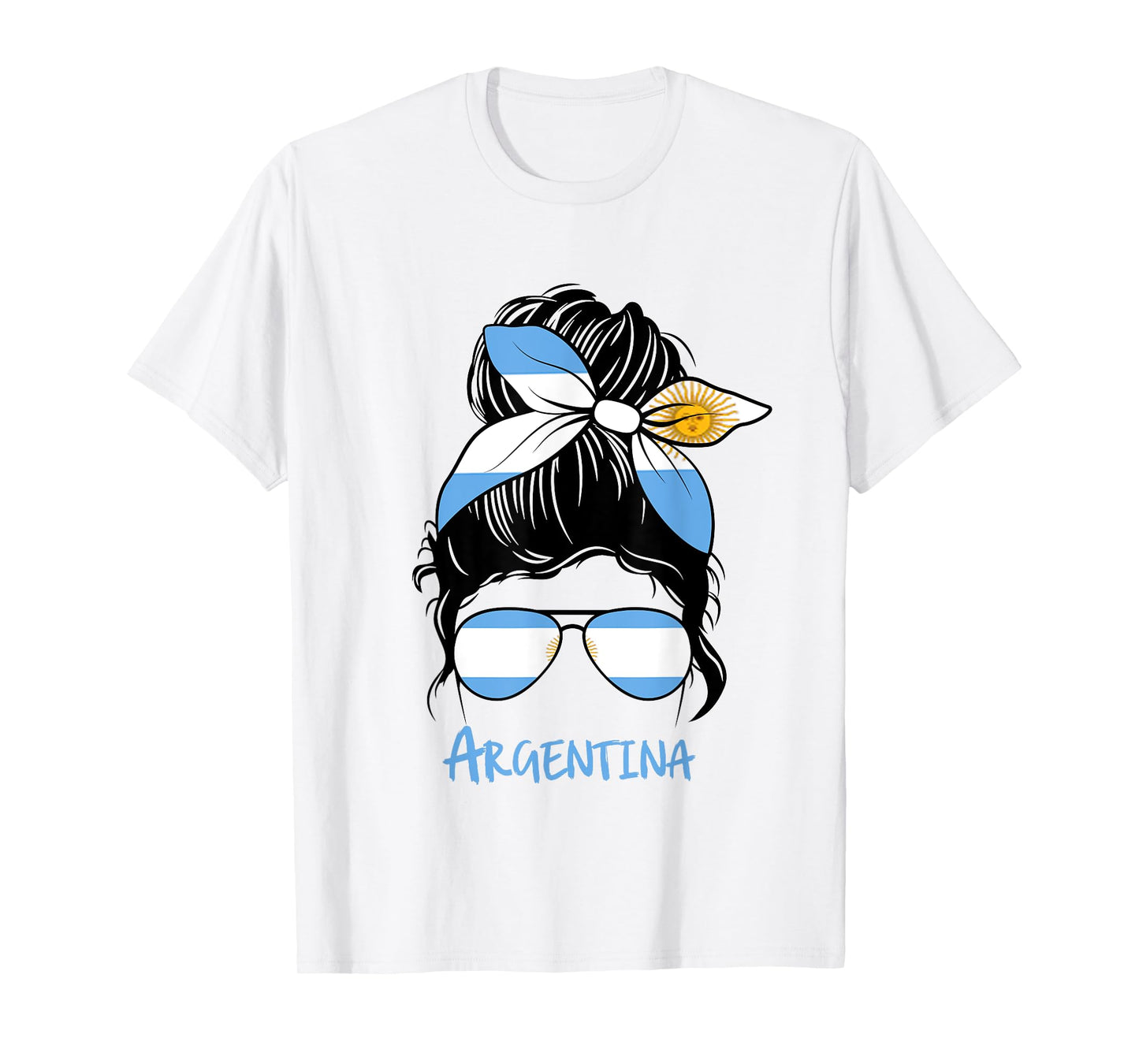Argentine Girl Bandana Glasses Flag Colors Latina Pride T-Shirt
