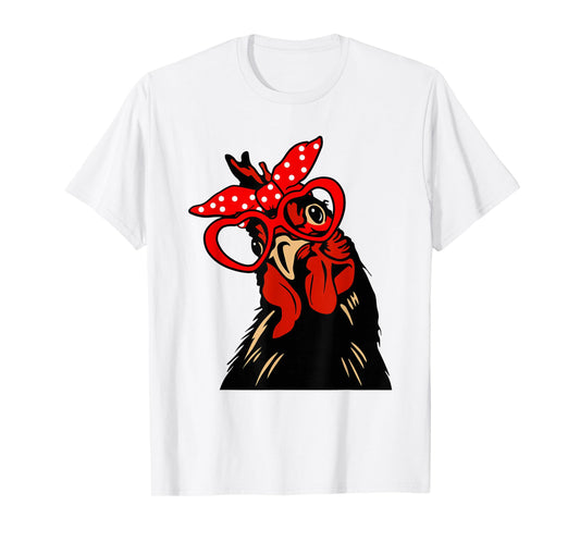 Chicken with bandana headband and glasses cute T-Shirt