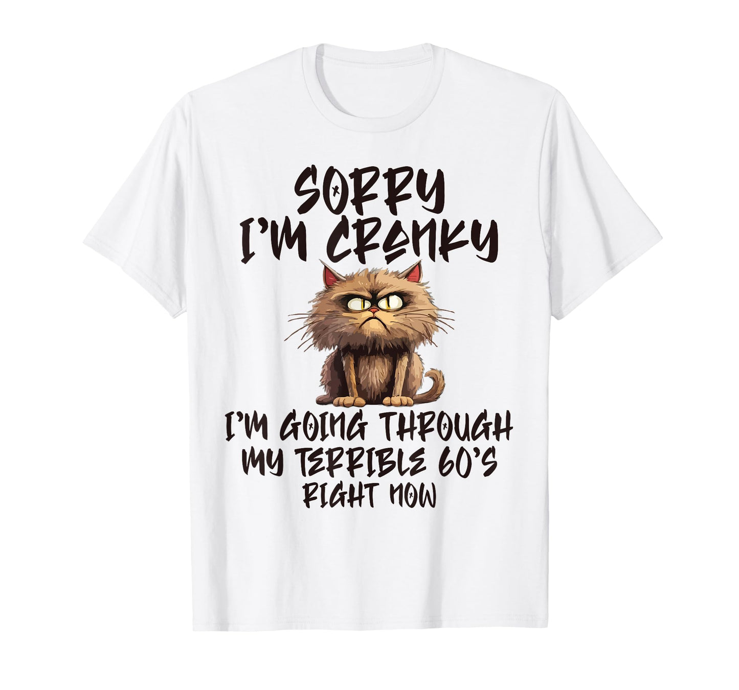 Sorry I'm Cranky I'm Going Through My Terrible 60s Funny Cat T-Shirt for Men Women