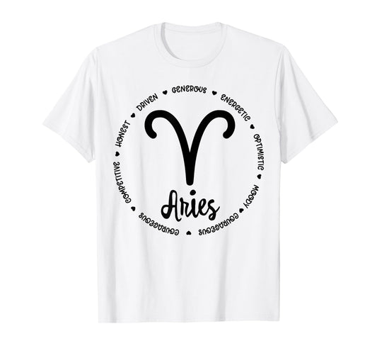 Aries Horoscope Queen Zodiac Birthday Print For Girls Women T-Shirt