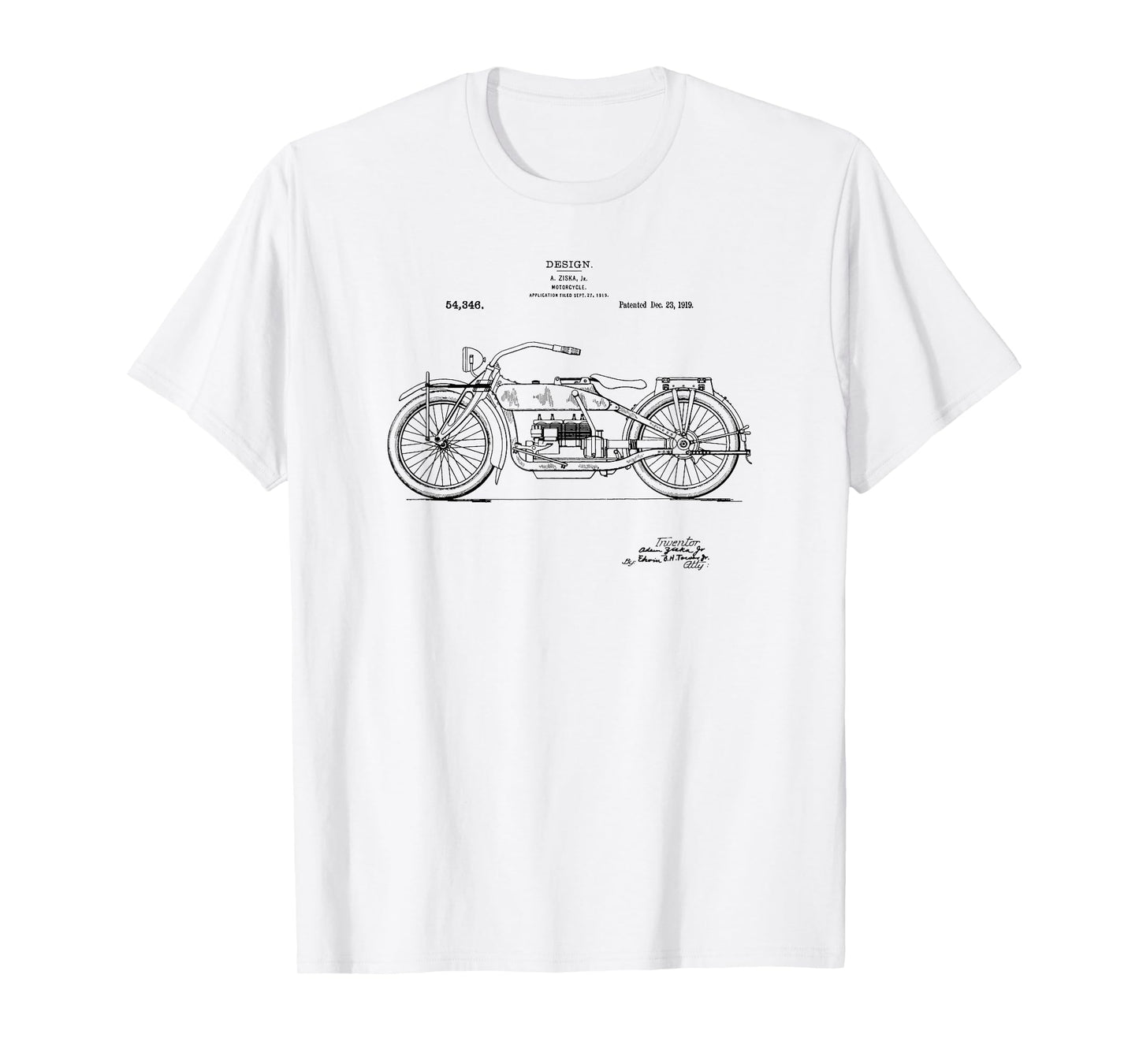 Classic Vintage Patent Print 1919 Motorcycle T-Shirt