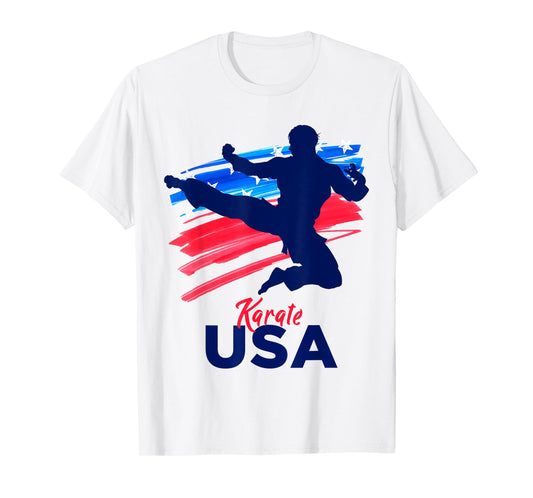Karate Support the Team Student Sensei USA Flag American T-Shirt
