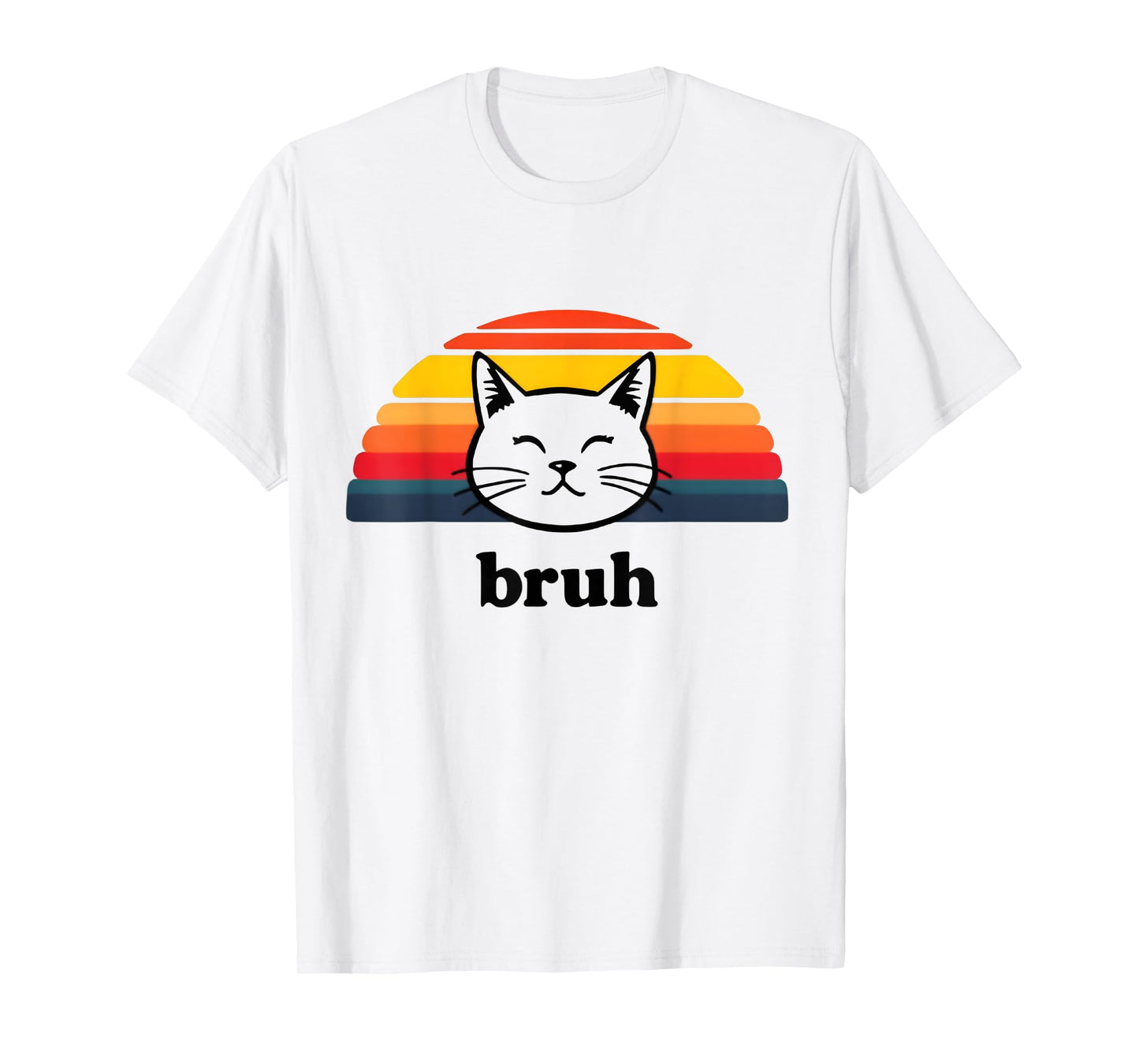 Funny Meme saying Bruh with Cat Greetings Teens Boys Men T-Shirt