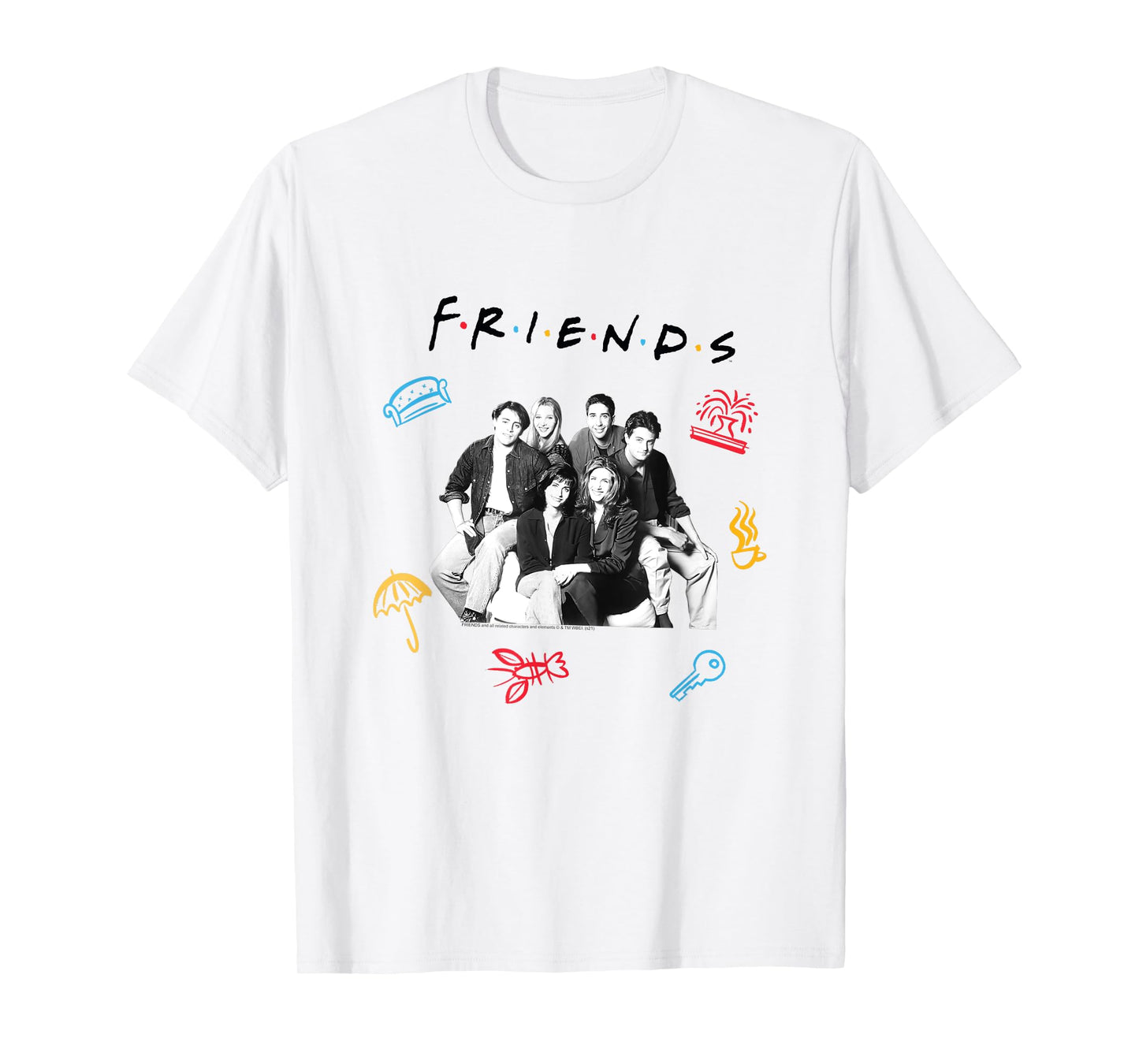 Friends Cast with Logo and Icons Funny TV Show T-Shirt