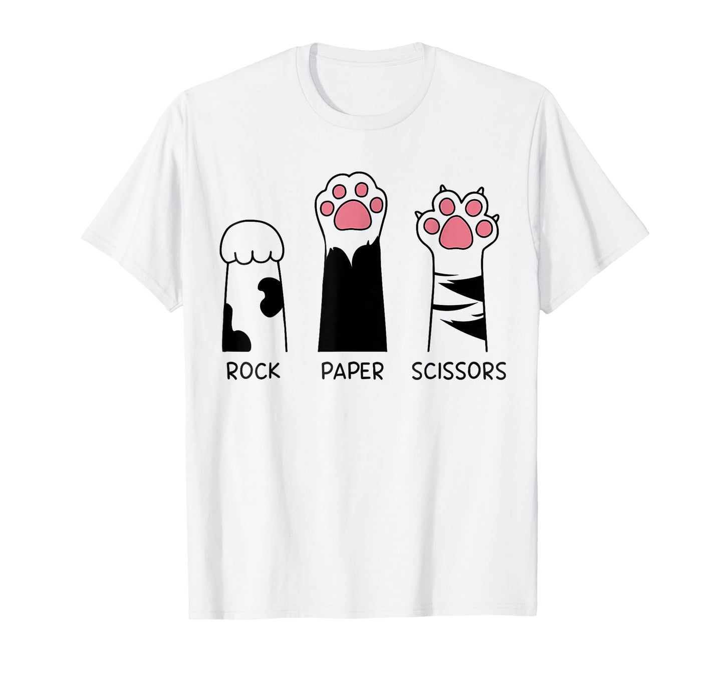 Rock Paper Scissors Cat Paws Cute Kitten Lover Cat T-Shirt