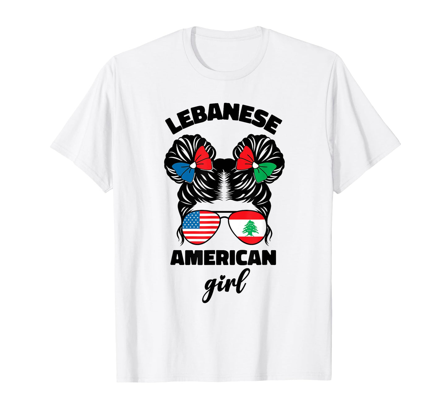 Funny Half American And Lebanese Lebanon Usa Flag Kids Girl T-Shirt