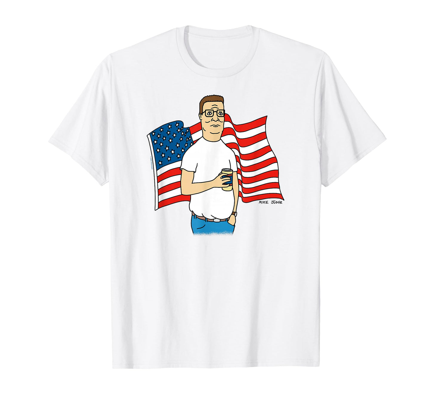 King of The Hill Hank Hill and American Flag Cartoon T-Shirt
