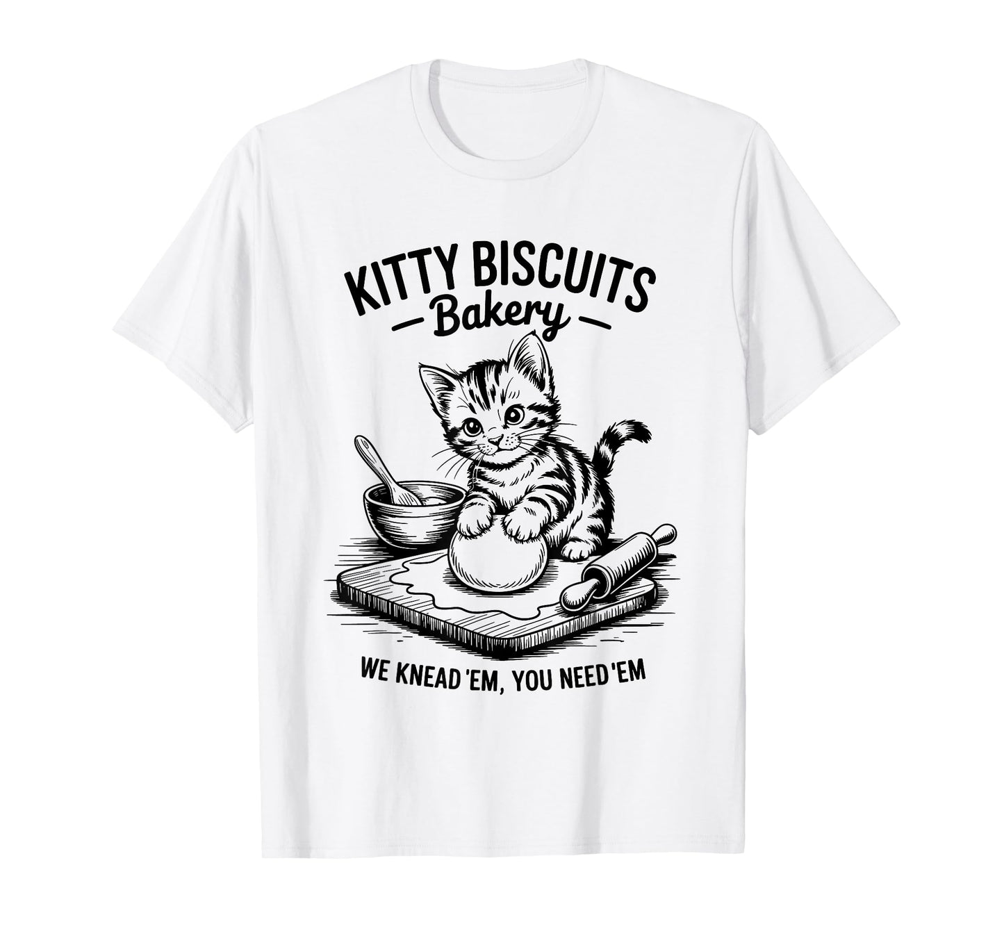 Cute Kitty Biscuits Bakery Funny Cat Lovers Baking Humor Men Women Kids T-Shirt