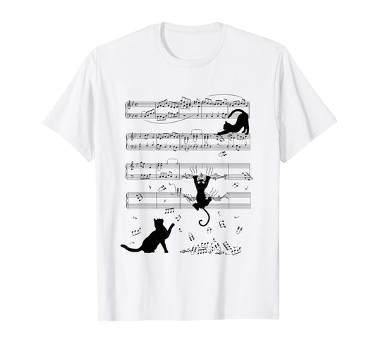 Cute Cats Playing With Sheet Music Teacher Music Society T-Shirt