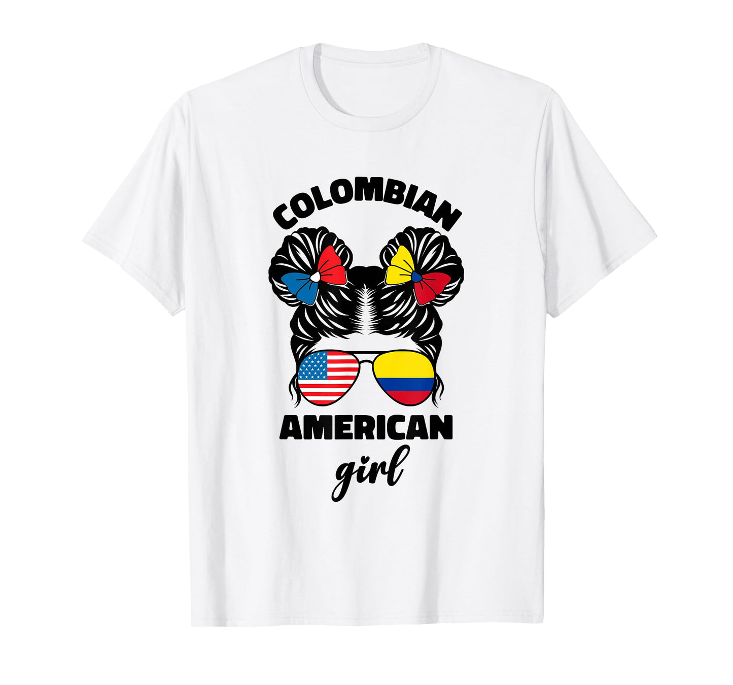 Half American and Colombian USA Colombia Flag Kids Girls T-Shirt