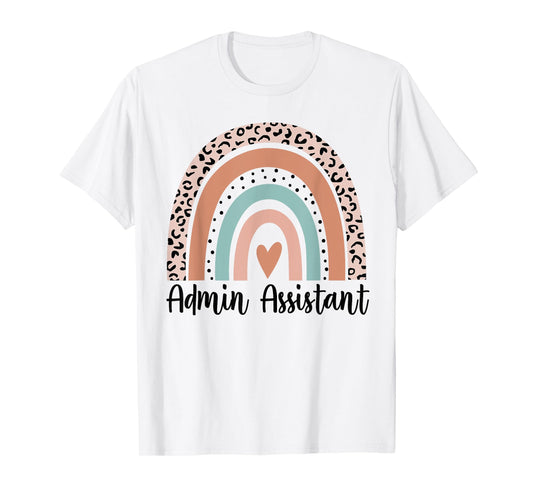 Admin Assistant Rainbow Leopard Team Office Staff Squad T-Shirt
