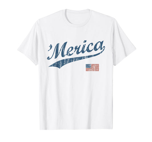 Vintage Team 'Merica 4th of July Patriotic T-Shirt