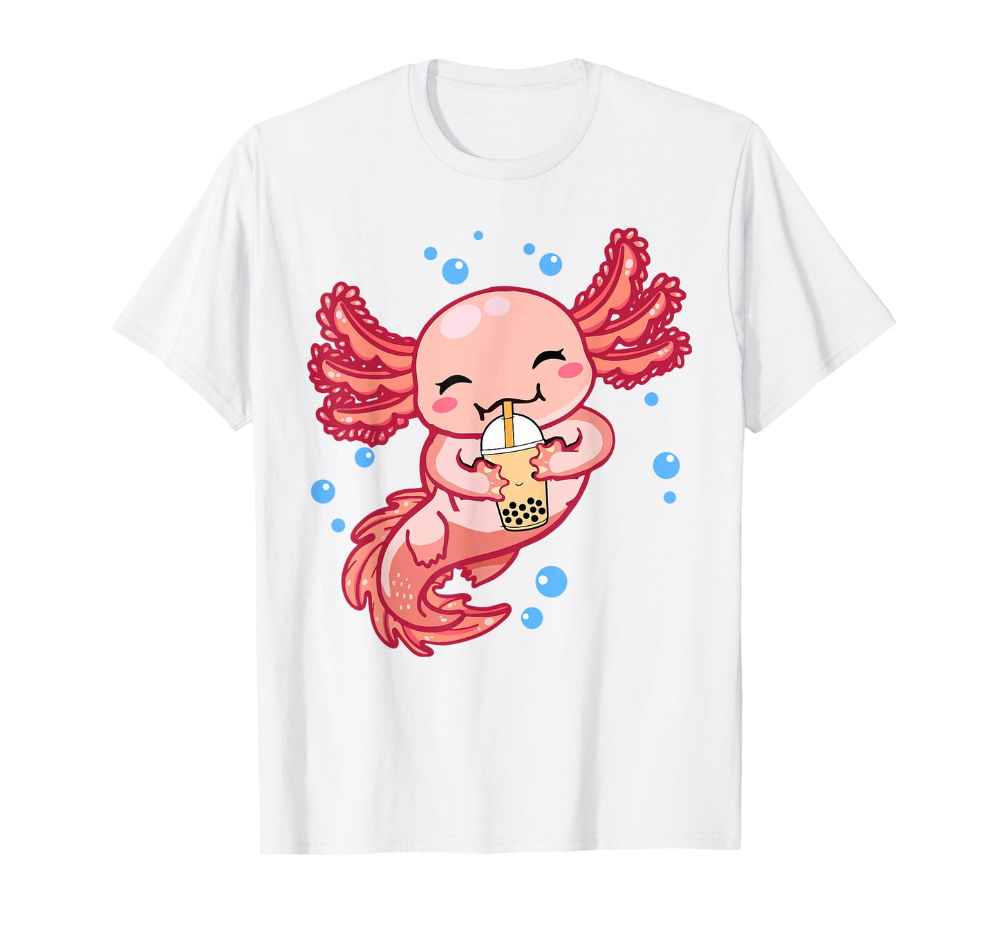 Cute Anime Axolotl Boba Bubble Tea Kids Girls Women Kawaii T-Shirt