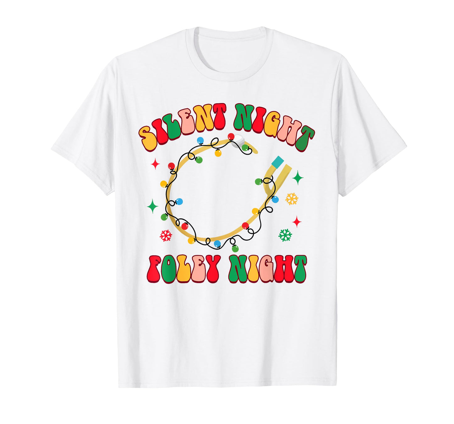Christmas Urology Urologist Funny Silent A Night Foley Night T-Shirt