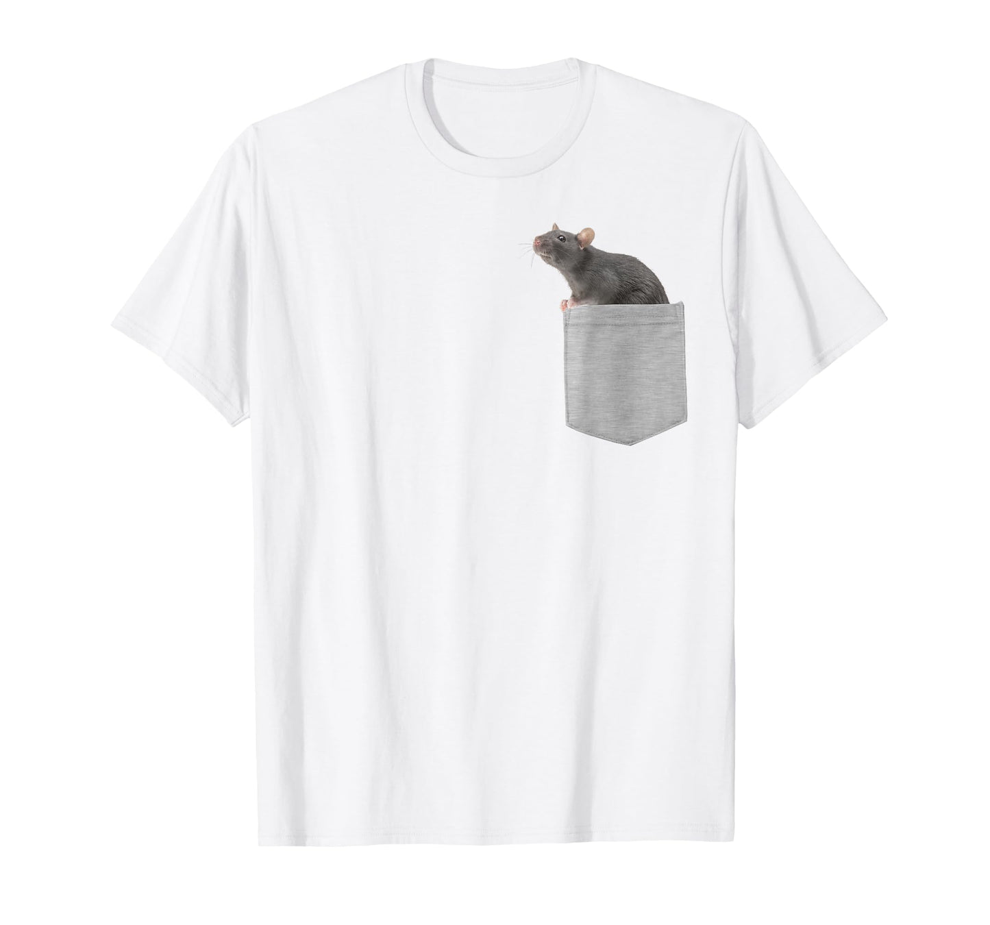 Animal in Your Pocket Rat T-Shirt - Grey - Small - Boys - Unisex - Short Sleeve - Cotton & Polyester Blend - Classic Fit - Cartoon Rat Design - All Occasions - Adult Size