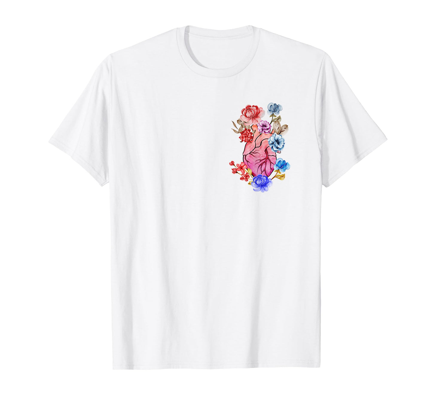 Anatomical Heart Human Heart Anatomy Flowers Floral T-Shirt