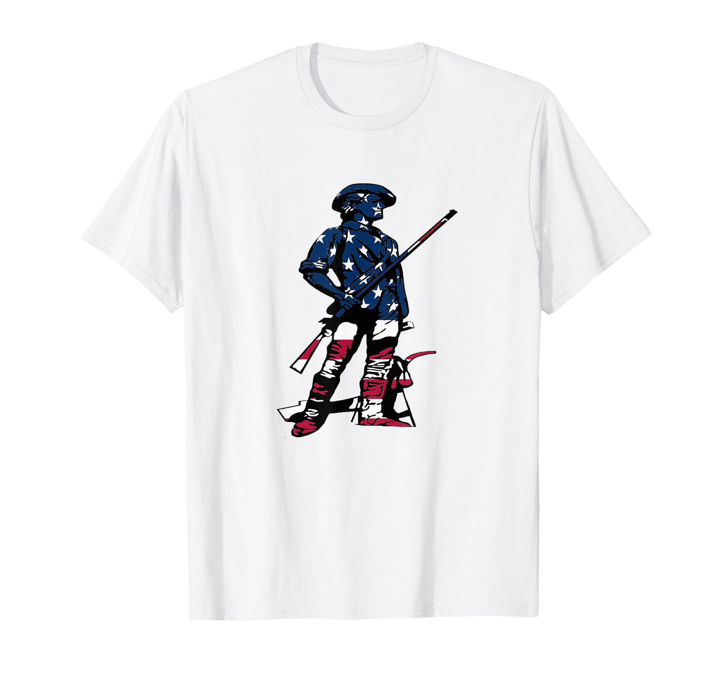 Minute Man Statue - American Flag Silhouette T-Shirt