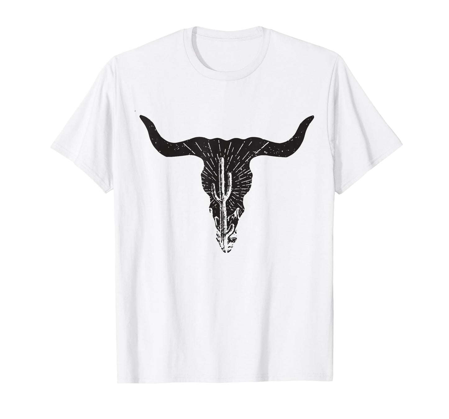 Cow Skull Desert Cactus Boho Longhorn South Western Country T-Shirt