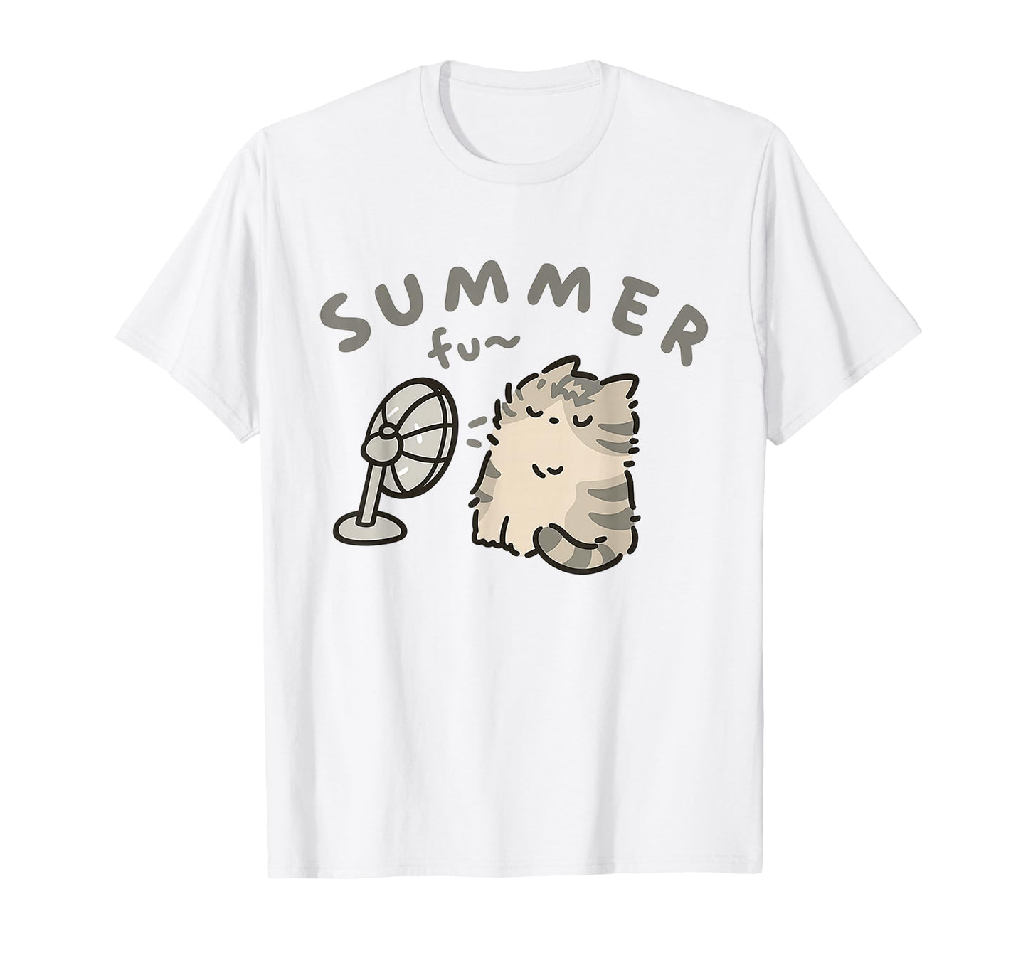 Summer Fun Lazy Cat Fan Cooling Funny Heat Humor Animal Love T-Shirt
