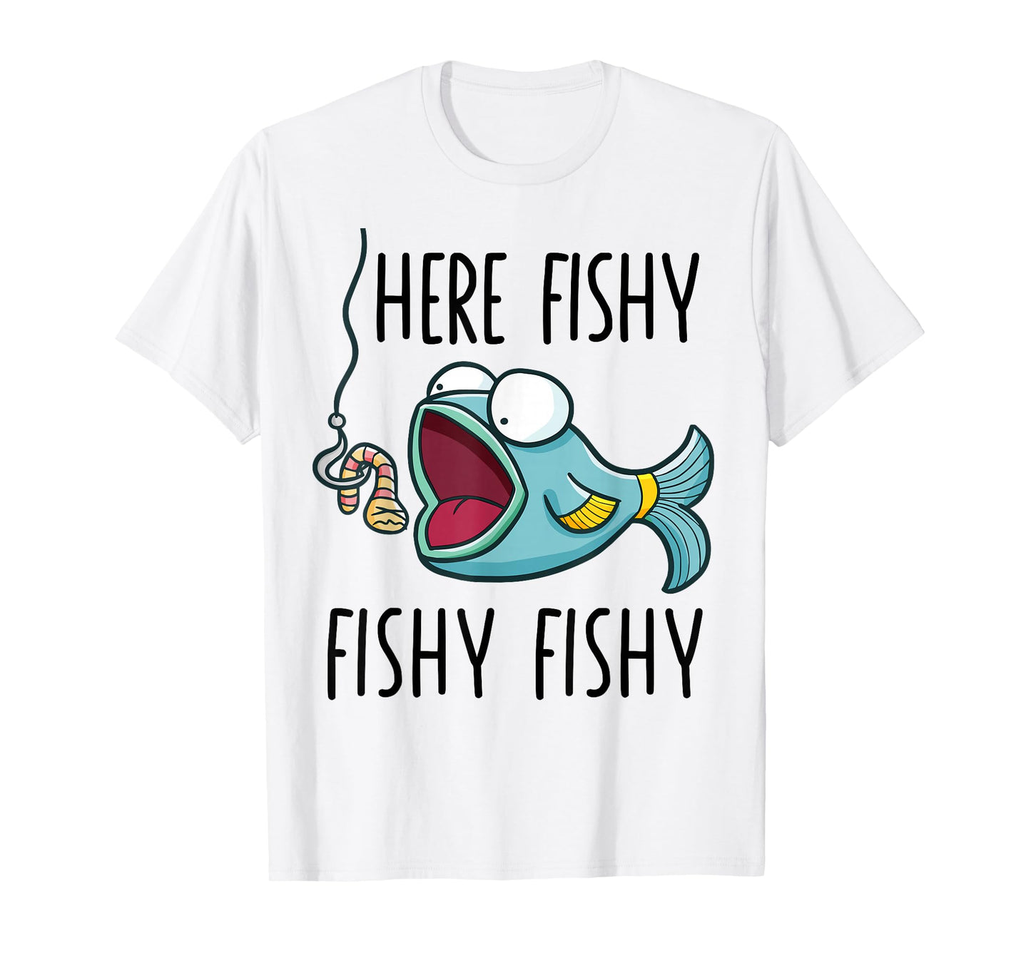 Here-Fishy Shirt Kids Toddler Boys Girls Funny Fishing T-Shirt