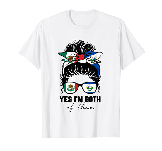 Half Mexican Half Salvadoran Girl Mexico El Salvador Flag T-Shirt
