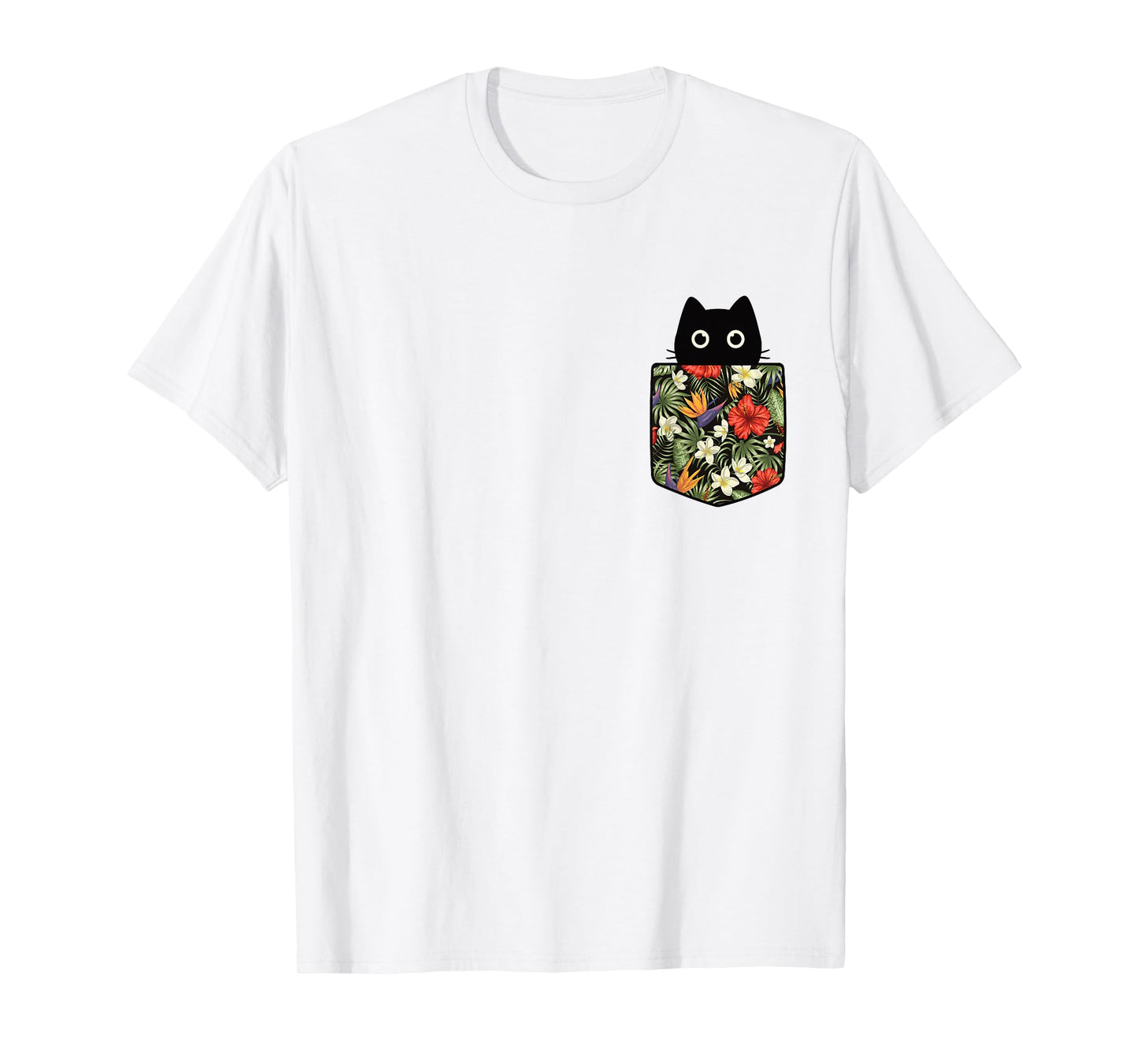 Hawaiian Cat in Pocket Shirt for Women Men Cute Cats Lover T-Shirt