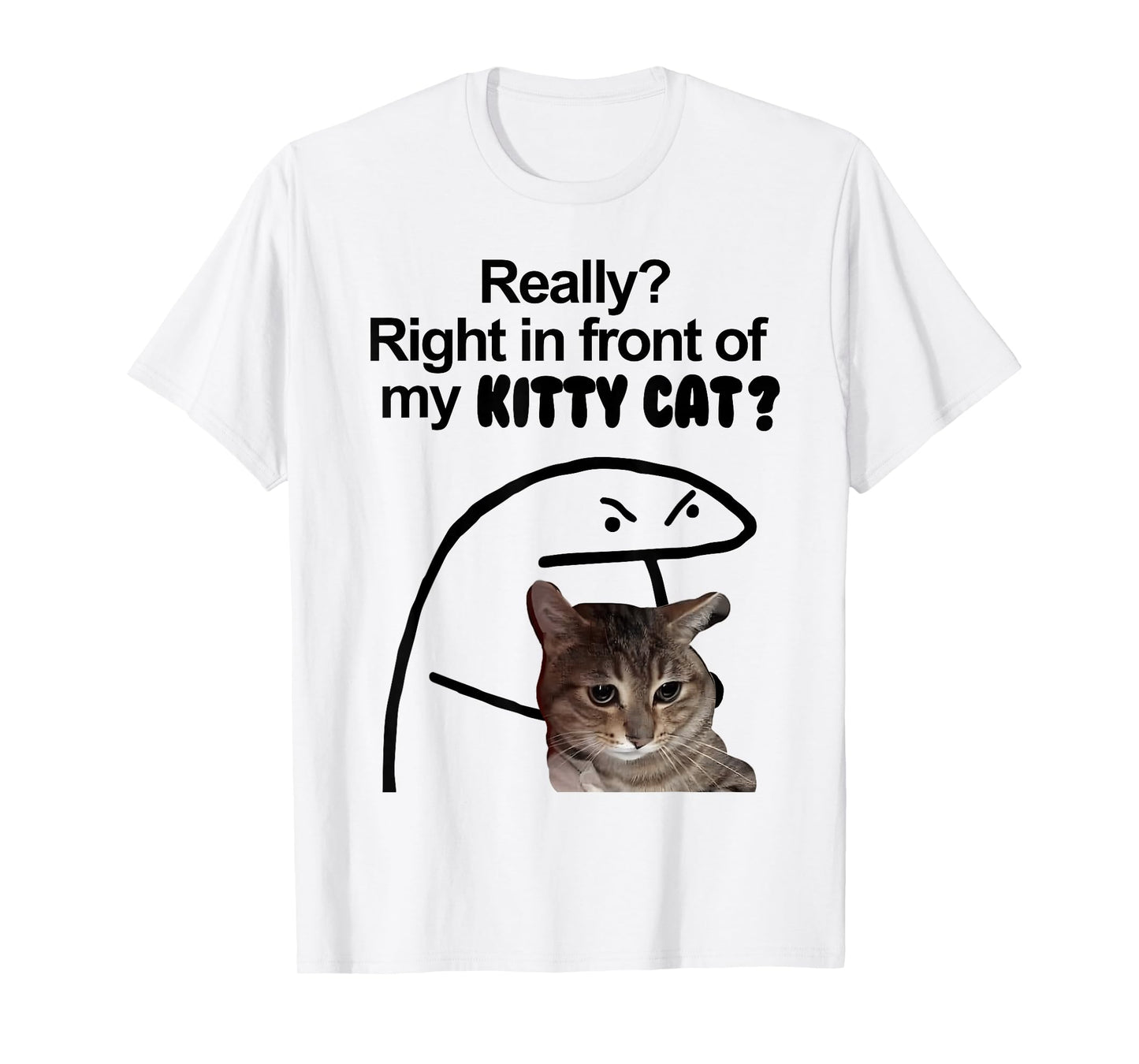 Really? Right in front of my KITTY CAT meme T-Shirt