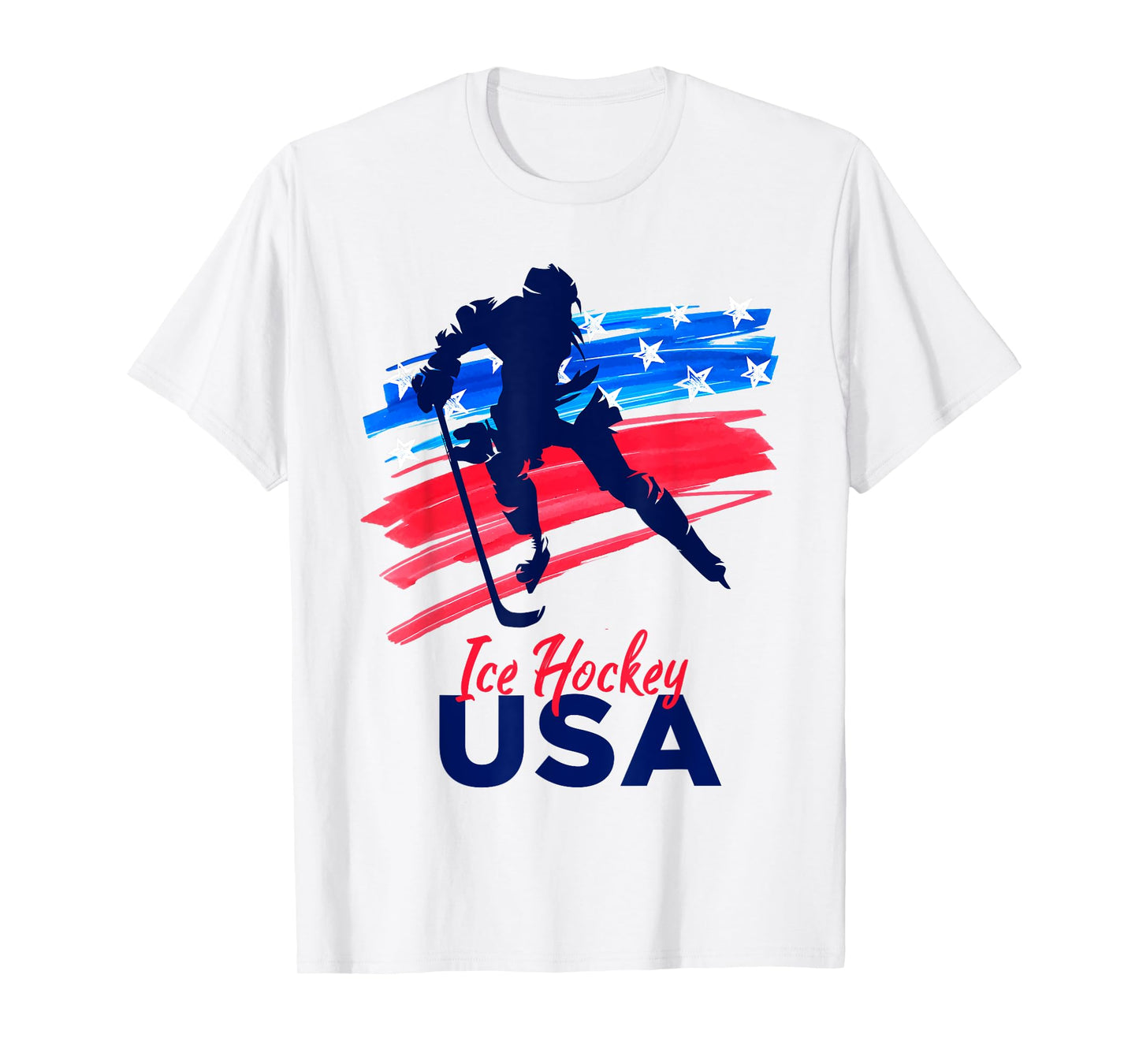 Ice Hockey USA Support the Team Tshirt USA Flag Hockey Lover T-Shirt