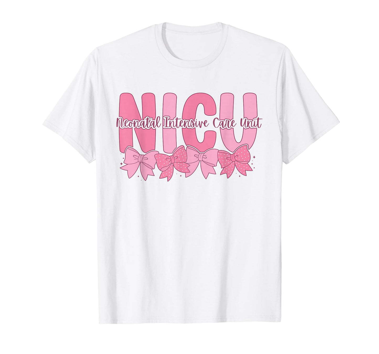 Coquette NICU Nurse Pink Bow Neonatal Intensive Care Unit T-Shirt