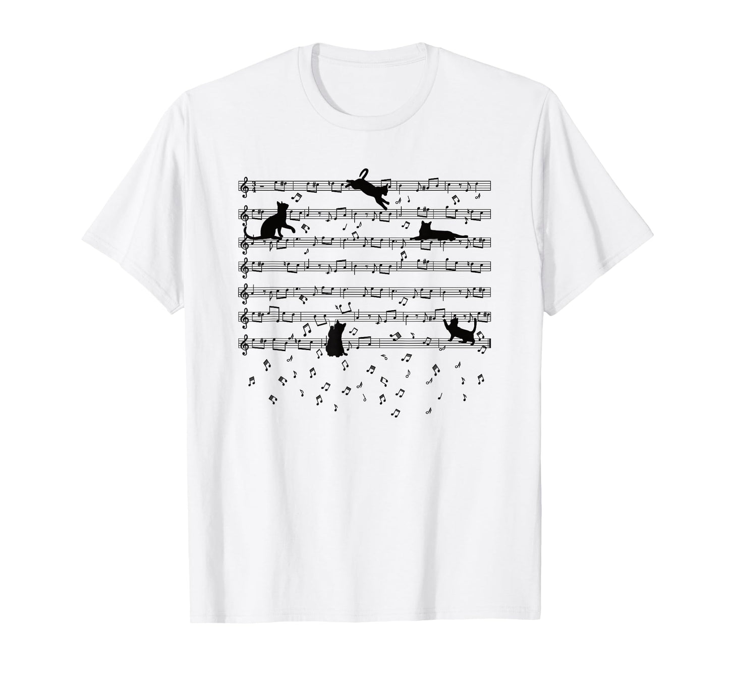 Cute Kitty Playing Music Note Clef Musician Music Cat Lover T-Shirt Small