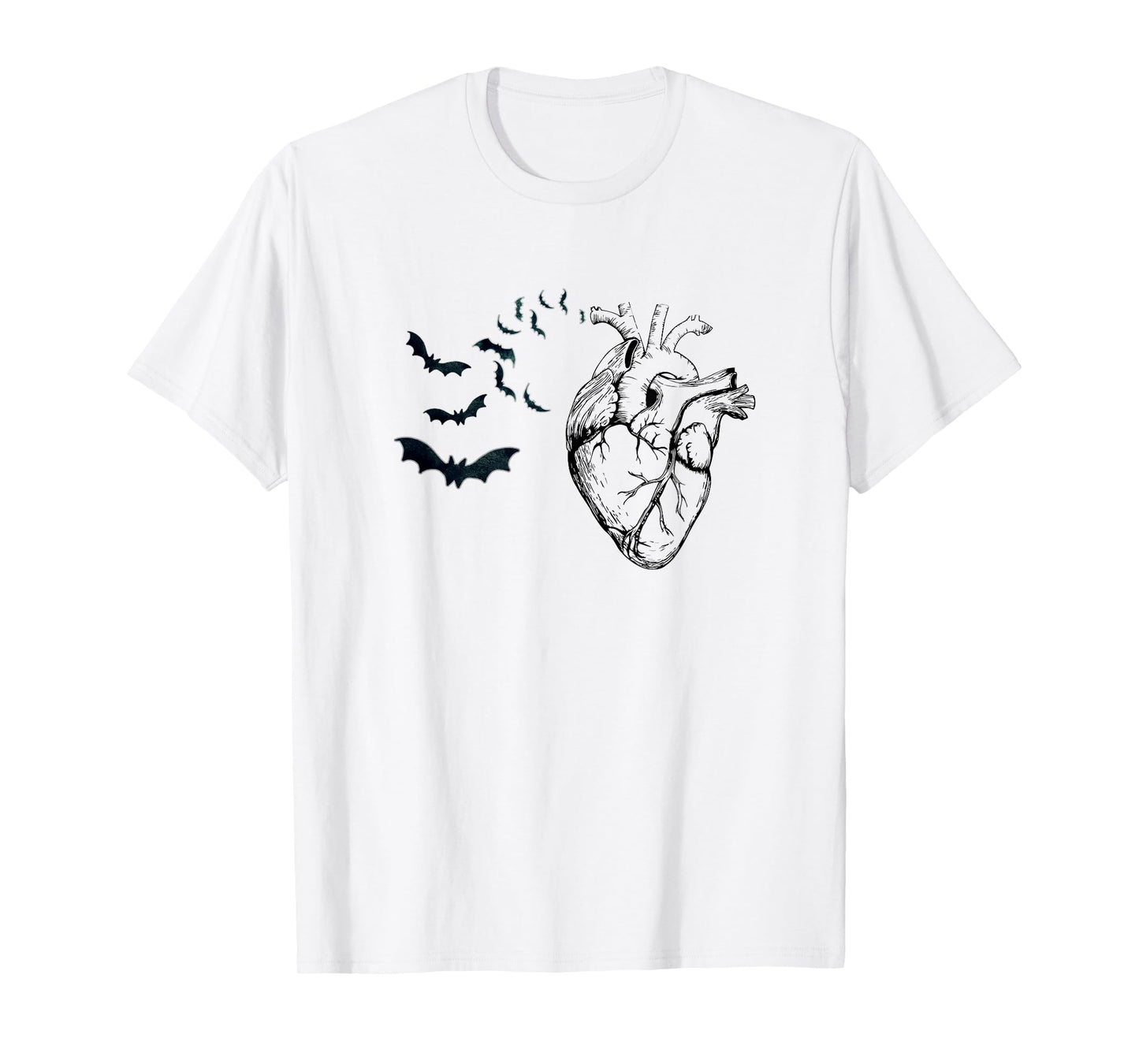 Cool Anatomical Heart With Bats Halloween Cardiac Anatomy T-Shirt