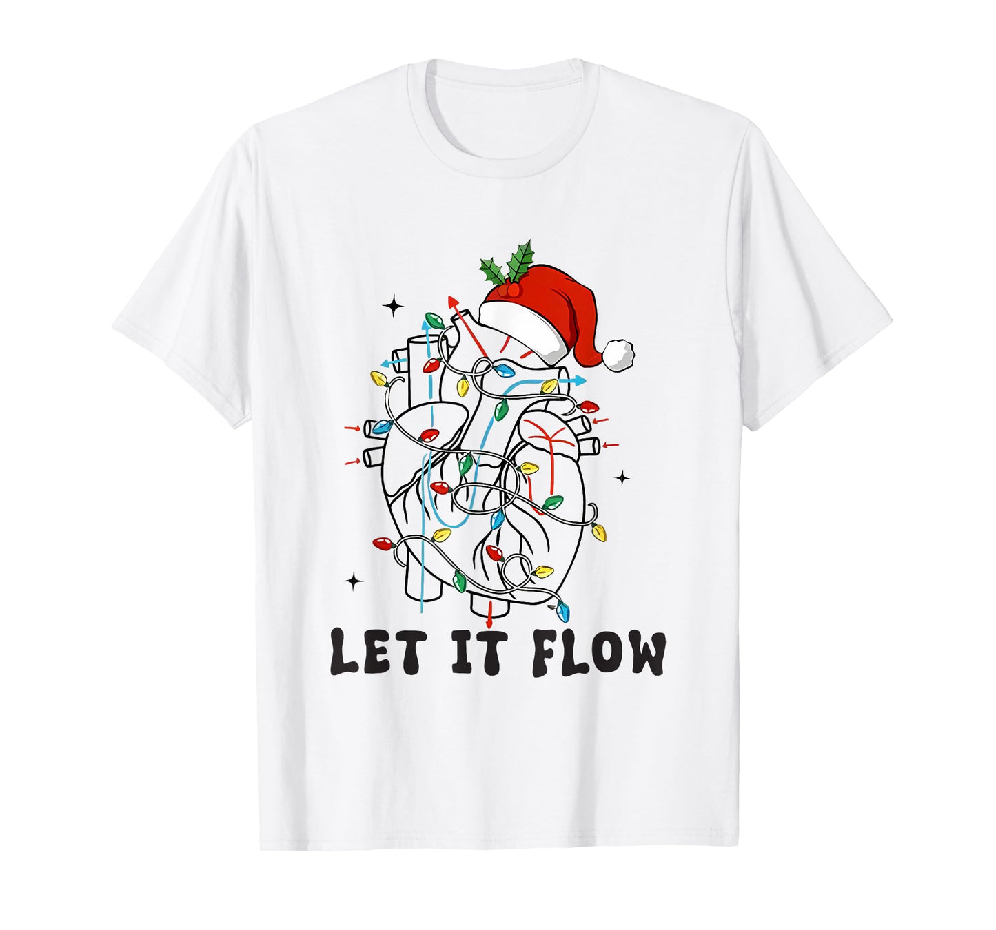 Christmas Cardiac Nurse Heart Anatomy Cath Lab CVICU Cv Icu T-Shirt