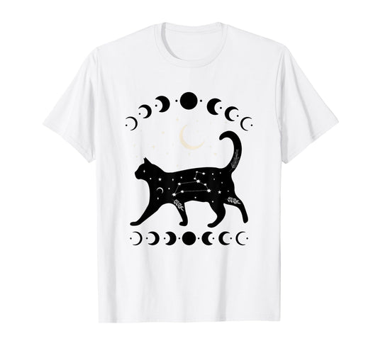 Crescent Moon Cat Star Mystical Celestial Women Men Kids T-Shirt