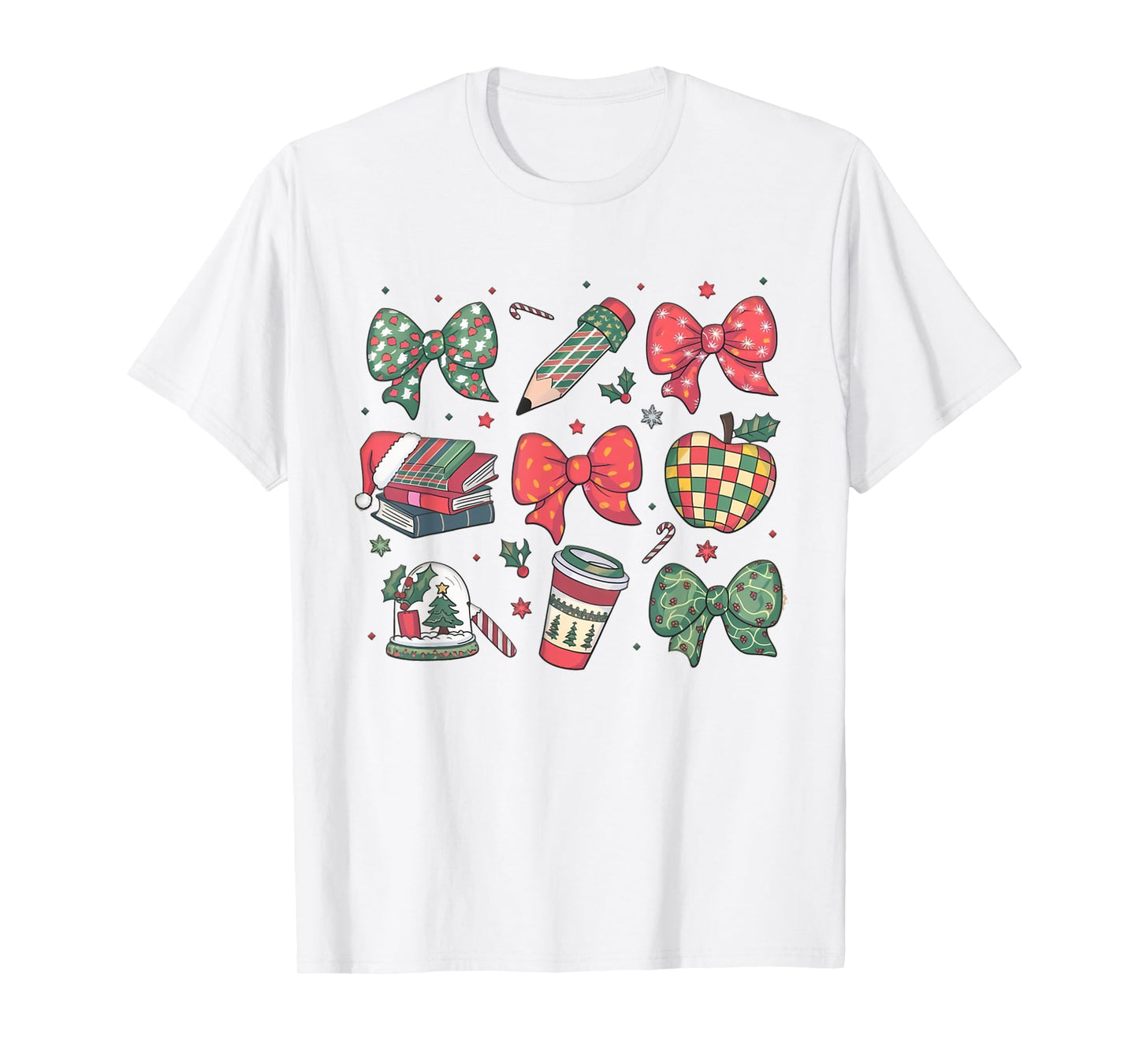 Coquette Bow Teacher Christmas Elementary School Xmas Winter T-Shirt