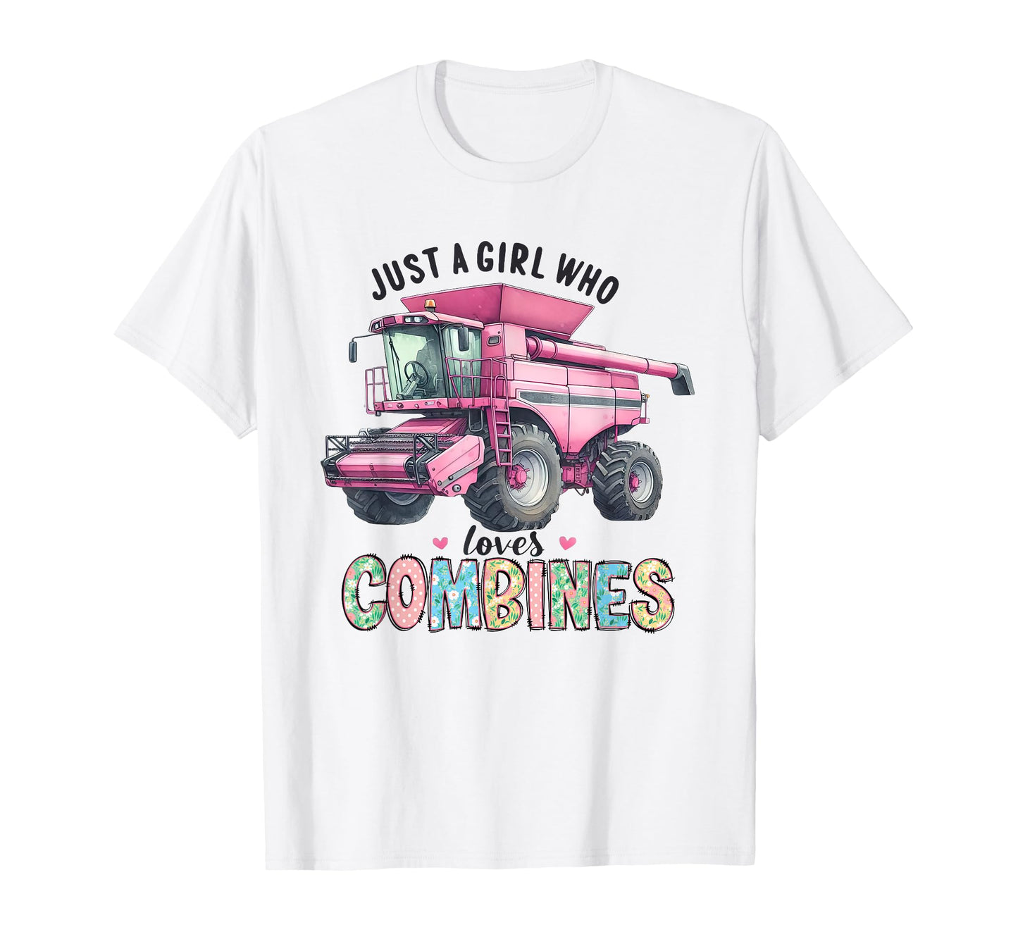Farm Combine Just a Girl Who Loves Combines Pink Combine T-Shirt