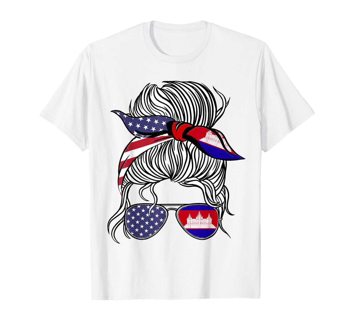 American Cambodian Patriot Flag Women Girl Cambodia Grown T-Shirt