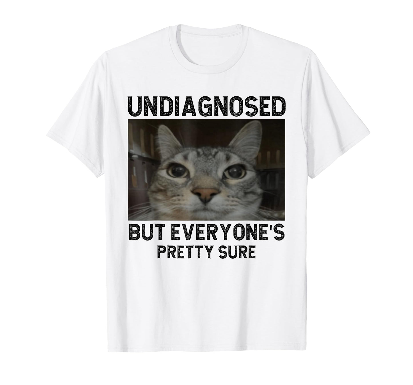 Undiagnosed But Everyone's Pretty Sure Funny Silly Cat Meme T-Shirt