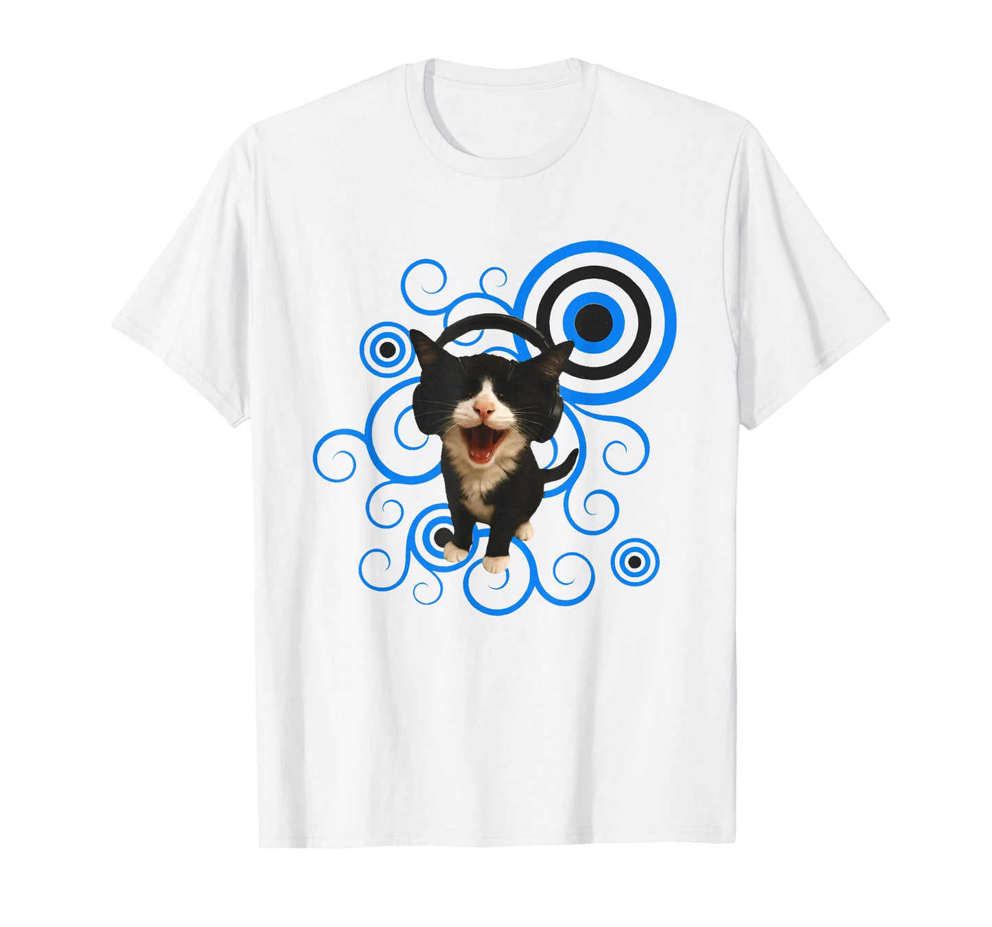 Frutiger Aero Cat Meme Funny Headphone Kitty Cat Lover T-Shirt